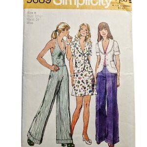 1970s Vintage Sewing Pattern For A Halter Vest Mini Skirt Jacket And Wide Pants